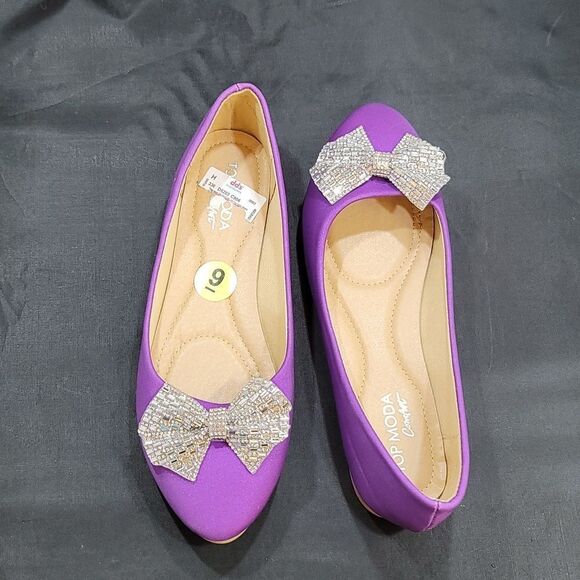 BRAND NEW TOP-MODA RHINESTONE BOWNOT ALMOND TOE FLATS - Picture 5 of 14